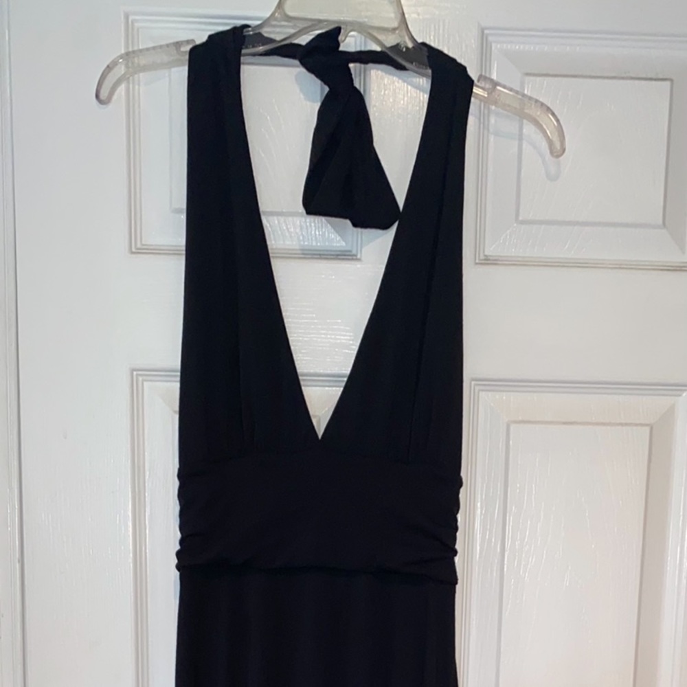 Sexy black halter dress.